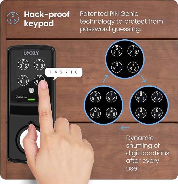 Lockly Smart Lock Model 7S, Bluetooth Smart Door Lock, Keyless Entry with PIN Genie® Digital Keypad, Front Door Lock Deadbolt, Voice Control & Auto Lock
