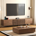 NessCarsti Mid-Century Modern TV Stand & Expandable Coffee Table Set, Walnut Finish, Stylish Storage Combo for Living Room or Bedroom (94.48“TV Stand+Coffee Table)
