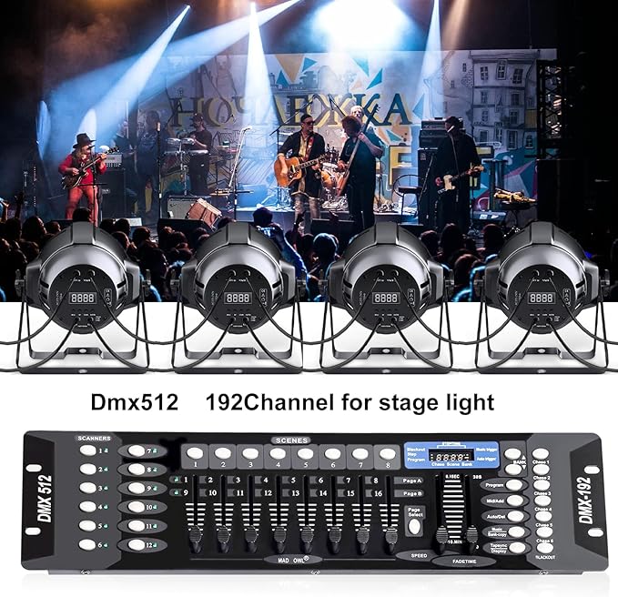DMX Controller for dj Lights Dmx512 Light Controllers 192 Channel DMX Board with Cables 2m/6.6 ft Dmx-512 Lighting Console for Control Stage Light