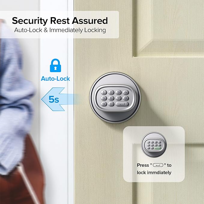 ThorBolt Door Lock Knob with Keypad Keyless Entry Door Knob Electric Coded Indoor Door Knob for Interior Doors Thickness up to 2-1/4", Bedroom, Home Office, Garage, 4xAA Alkaline Battery, M1 Silver