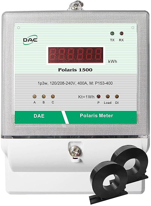 DAE P153-400-S KIT, UL CTEP kWh Smart Submeter 1P3W(2 hot Wire 1 Neutral) 400A 120/240V 2 CTs RS485