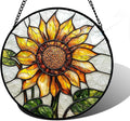 DASTOLL Stained Glass Window Hanging - Sunflower Flower Suncatcher Ready to Hang Window Doors Home Decoration and Christmas, Mother's Day Birthday Gifts for Women, Men, and Mom 9.8x9.8 in