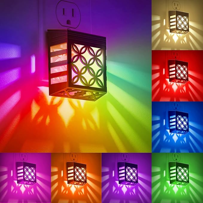 DORESshop Night Lights Plug Into Wall [4 Pack], LED Night Light with 8 Color RGB, Plug in Night Light, Dusk-to-Dawn, Home Décor, NightLight for Kids, Bathroom, Nursery, Kitchen, Basement