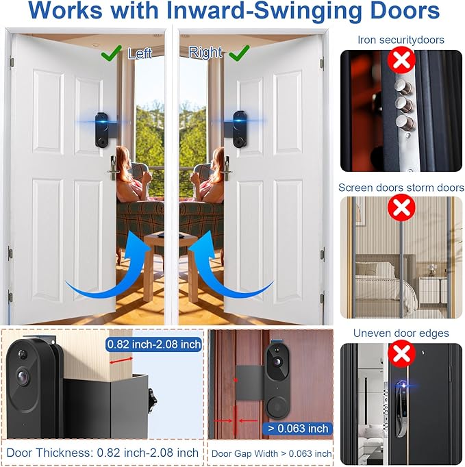 Anti-Theft Doorbell Mount No Drill Compatible with Orbitell Video Doorbell, Adjustable Mounting Bracket Holder Accessories for Apartment Rentals, Enhanced Protection Doorbell Mount Bracket