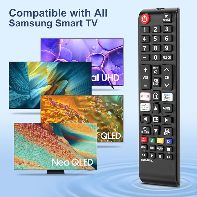 Replacement Remote for Samsung Smart TVs, Universal Control Compatible with BN59-01315J/A, BN59-01199F, for Samsung 4K 8K QLED UHD LCD HDTV