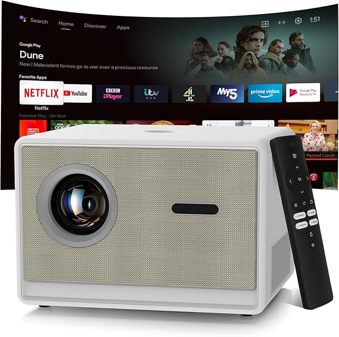 [Built-in Apps & 2026 Upgraded] Projector with WiFi and Bluetooth｜3 Years Protection｜2000ANSI Native 1080P/4K Supported｜Ultra Short Throw Projecto for Home & Outdoor｜Built-in Apps