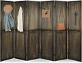 ECOMEX 6 Panel Room Divider, 5.6Ft Pegboard Display Wooden Room Divider Folding Privacy Screen Room Divider Freestanding Peg Board Display for Trade Show Craft Show Home Wall Organizer, Retro Brown