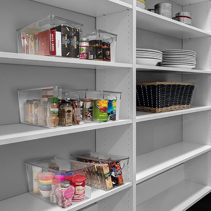 ClearSpace Plastic Storage Bins With lids, 8 Pack – Perfect Pantry Organization and Storage – Fridge Organizer, Pantry Storage Containers and Storage Bins, Cabinet Organizers