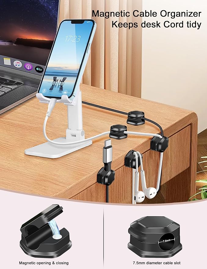 Cord Holder - Cable Clips - Cord Organizer for Desk - Cord Holder for Nightstand - for Desk, Nightstand, Phone Charger, Computer, Home, Office, Car（12pcs）