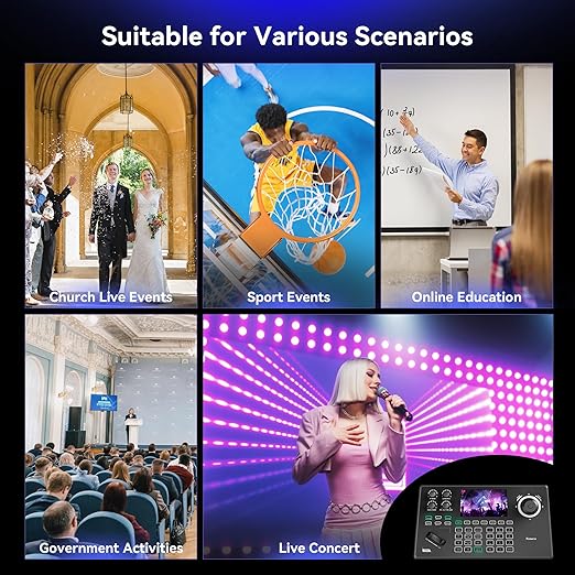 Tenveo NDI PTZ Camera Controller, 5'' LCD Screen Preview, 4D Joystick, PoE IP PTZ Controller Keyboard for Church Worship Live Streaming Broadcasts Events Video Production, NDI License Included