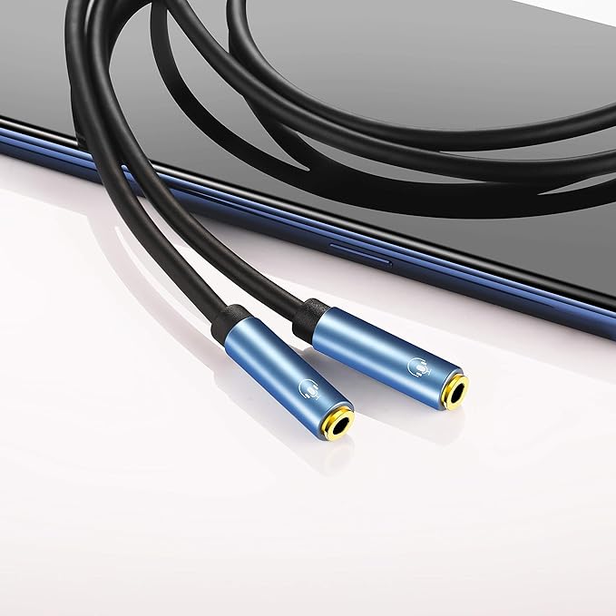 MillSO Headset Splitter for 2 TRRS Headphones or Mics 3 Feet 3.5mm Jack Adapter TRRS 4-Pole Splitter Male to Dual Female Adapter Compatible for 2 Headsets, Microphones to Mobile Phone, Laptop