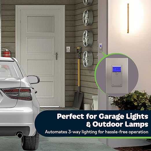 TOPGREENER Digital Astronomic Timer Switch, 7-Day Programmable Sunrise Sunset Timer for Lights, Fans, & Motors, Single-Pole or 3-Way, Neutral Wire Required, UL Listed, TGT01-HN-NK, Nickel
