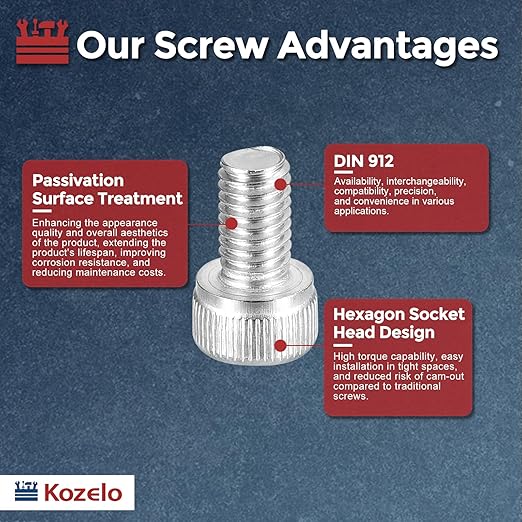 Kozelo 50pcs Socket Head Cap Screws - [M5-0.8 x 8mm] 304 Stainless Steel Allen Socket Drive for Electrical Motor 3D Printing Fan Engine Replacement Use, Silver