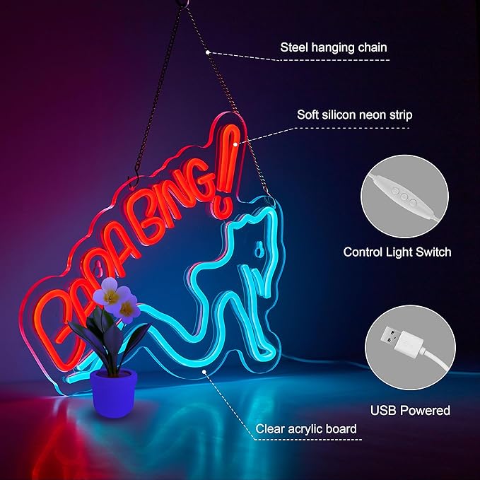 Bada Girls Neon Sign for Wall Décor Dimmable Bing Sopranos LED Neon Light USB Powered Neon Art signs for Pub Store Man Cave Party