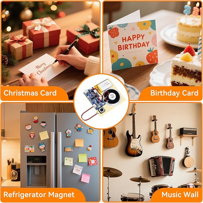 Sound Recorder Module DIY Music Voice Recording Module Chip with Speaker,Type-C Cable,Easy Recording Capability16 Minutes Music for Personalized Greetings, Holiday Crafts Cards with Manual