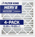 Filter King 13.25x13.25x1 Air Filter | 4-PACK | MERV 8 HVAC Pleated A/C Furnace Filters | MADE IN USA | Actual Size: 13.25 x 13.25 x .75"