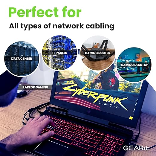 GEARit Cat 6 Ethernet Cable Pack - 50-Pack 0.5 ft Cat6 Ethernet Patch Cables | RJ45 Network Patch Cable, 10 Gbps Snagless Gold-Plated Connectors - Ethernet Cable Cat 6 for PC, TV, Router - Black