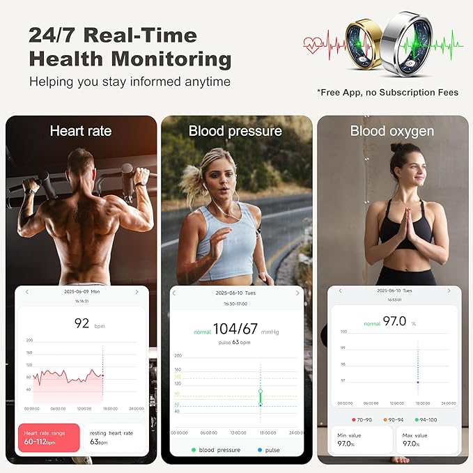 RIFESI Smart Ring for Women Men, Fashion Minimalist Fitness Ring & Sleep Tracker Ring with Heart Rate, Blood Pressure,5ATM Waterproof Health Ring,Gifts for Women Men Gift,No Subscription (10,Silver)