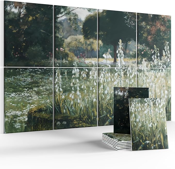 Wall Art Acoustic Panels,70''×47''Sound Absorbing Panels-8-Pack with 60 Adhesive Tabs, Decorative Sound Absorbing Panels for Living Room and Recording Studio, Offices-Galtonia
