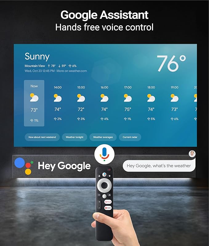 UVISION AllPlay Google TV Smart Porejctor | Native 1080p Full HD | Auto Focus & Keystone | Dolby Audio | WiFi & Bluetooth | Portable Home Theater Kit