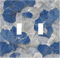 Bvtewkhz Abstract Blue Marble Plant Leaves 2 Gang Double Toggle Decorative Light Switch Covers Electrical Faceplate Switch Plates for Bathroom Kitchen Home