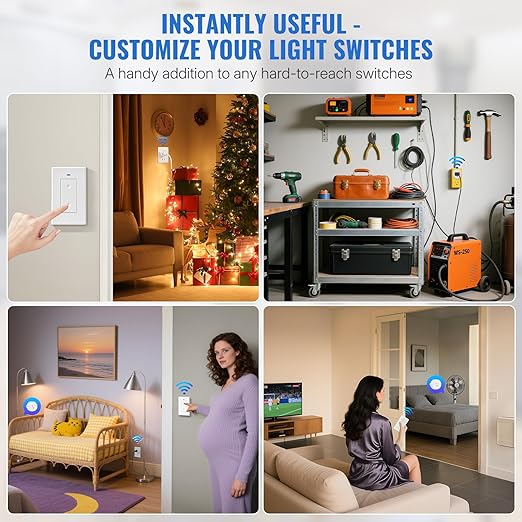 Remote Control Outlet Wireless Light Switch, Expandable and Removable Remote Outlet Switch Kit for Lamps, Fan, Home Appliance, 100ft RF Range, FCC Listed (2 Controllers + 1 Outlet) W08RC2106