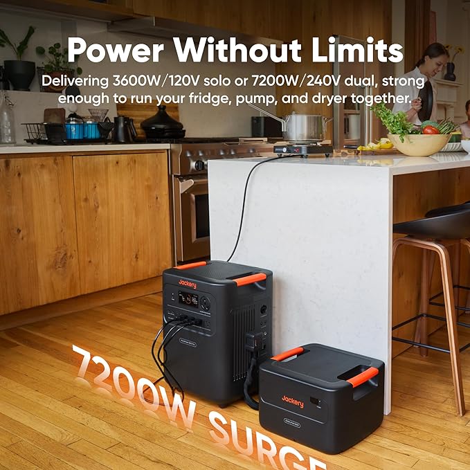 Jackery HomePower 3600 Plus Portable Power Station with AC Cable, 3600W AC Output, 3584Wh LFP Solar Generator, Expandable up to 21kWh, Essential Home Backup for Home Use (Solar Panel Optional)