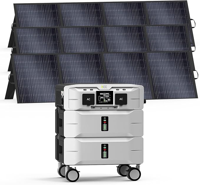 IEE SP5000 Power Station 5120Wh with 3x200W Portable Panel, 120/240V 5000W AC Output(9000W Peak), Portable Generator for Home Backup Outdoors Camping RV Emergency
