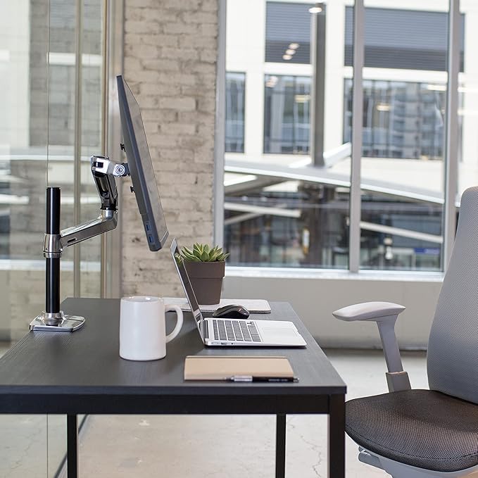 Ergotron – LX Monitor Arm, Single Monitor Desk Mount – fits Flat Curved Ultrawide Computer Monitors up to 34 Inches, 7 to 25 lbs, VESA 75x75mm or 100x100mm – Tall Pole, Polished Aluminum