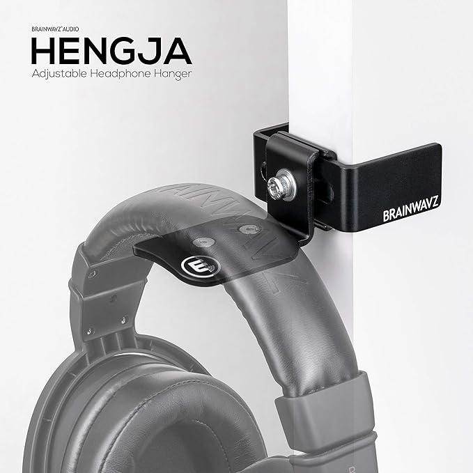 BRAINWAVZ Hengja - The Desk Headphone Stand Hanger Mount, All Metal, Rotatable Mount, PC & Gaming Headset Holder