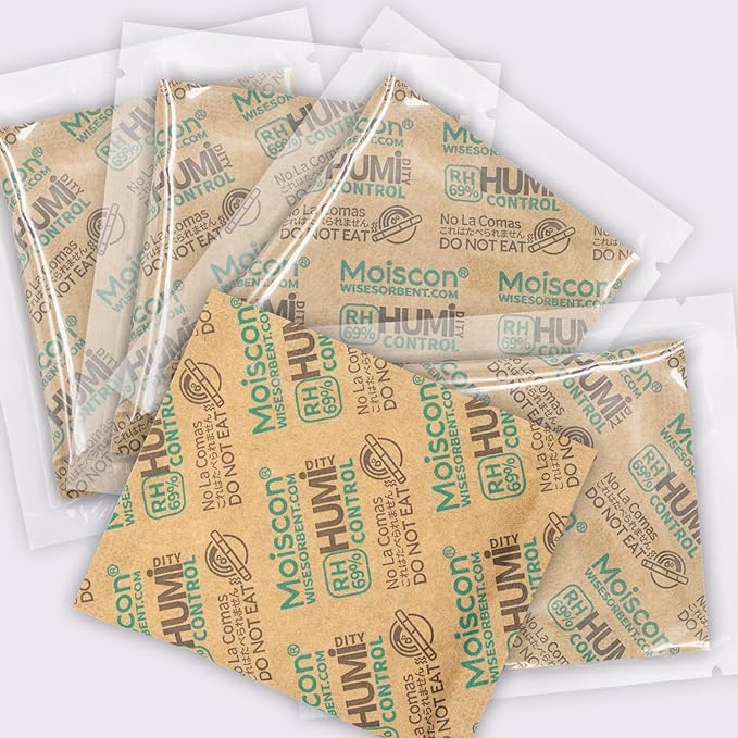 Wisesorb 8 Gram 15 Pack 69% Two-Way Humidity Control Packs for Storing 1 oz, Size 8 for Travel Case Resealable Bags, Humidity Pack Moisture Control Packets Individually Wrapped