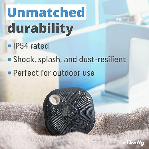 Shelly Blu Button Tough Black | Bluetooth-Operated Multi-Click Action and Scenes Activation Button | Versatile Control | Home Automation | IP54 Waterproof | Highly Resilient | Broad Range