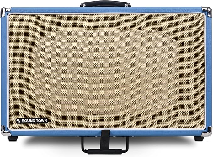 Sound Town Vintage 6U Amp Rack Case, 12.5" Depth with Rubber Feet, Dust Cover, Kickstand, Beau Blue (STVRC-6BL)