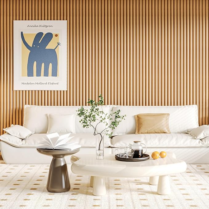 Art3d 4 Pc 96"x5.7" Wood Slat Wall Panel for Interior, Ceiling and Decoration, Semi-Cylinder Design, 15.2 SqFt