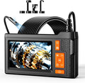 Dual Lens Endoscope Camera with Light, 4.3" Borescope with Photo/Video Function & Free(Built in 32GB Card), 16.4FT Semi-Rigid Snake Cable with IP67 Waterproof for Pipe, Engine & HVAC Inspection