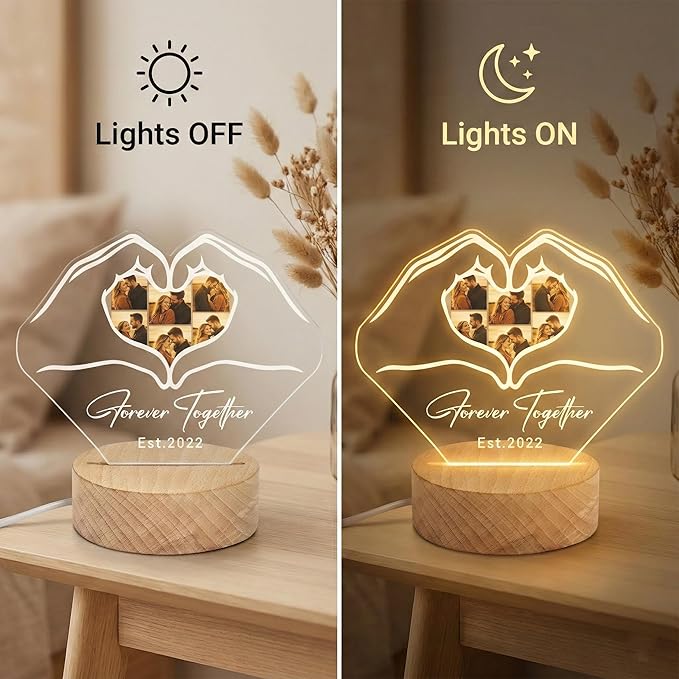 MamaEra Personalized Spotify Plaque Night Light with Photo - Custom Acrylic Glass LED Lamp Frame - Romantic Valentines Day Gift for Him Her Boyfriend Girlfriend Husband Wife Couple (Art Deco)