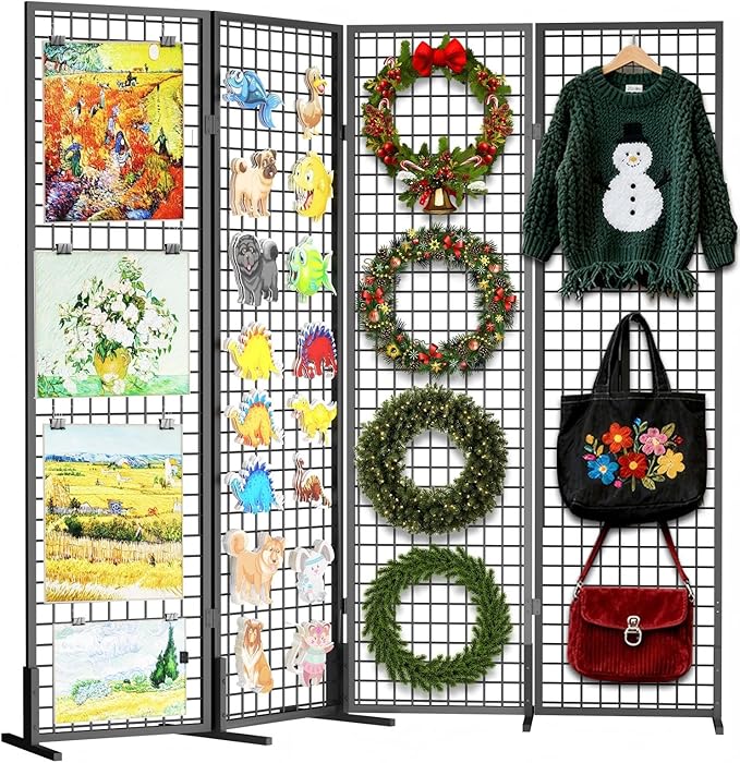 DEMEGA Grid Wall Panels Foldable Gridwall Panel Display Stand Art Show Display Panels for Vendor Events Craft Shows Merch Display