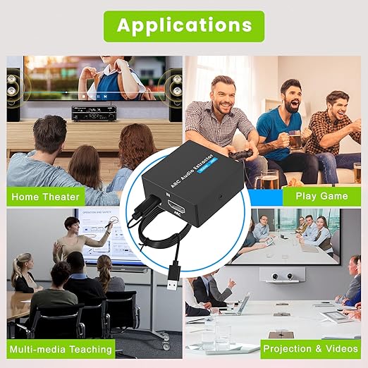 192KHz ARC Audio Extractor, HDMI ARC to Optical Converter, ARC to Optical/Toslink+3.5mm AUX Output, ARC to RCA Audio Converter for TV Amplifier Speaker/Soundbar/Headset