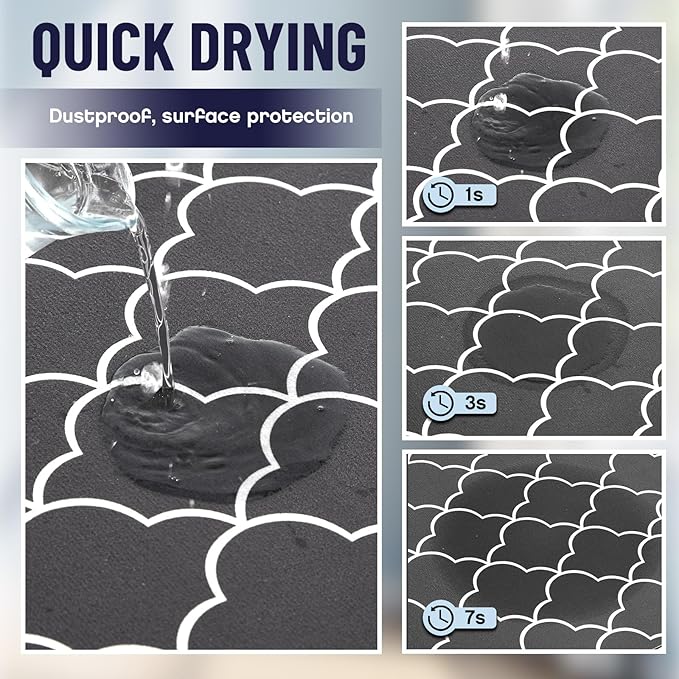 Teenyyou 2 Pcs 26" x 18" Dryer Top Protector Mat, Washer and Dryer Topper, Non Slip Waterproof Machine Cover Dust Proof Quick Drying Topper Pad for Laundry and Kitchen (Stylish)