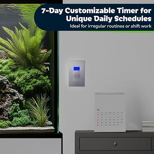 TOPGREENER Digital Astronomic Timer Switch, 7-Day Programmable Sunrise Sunset, Single Pole or 3-Way, Neutral Wire Required, 120VAC, UL Listed, TGT01-H-SV, Silver