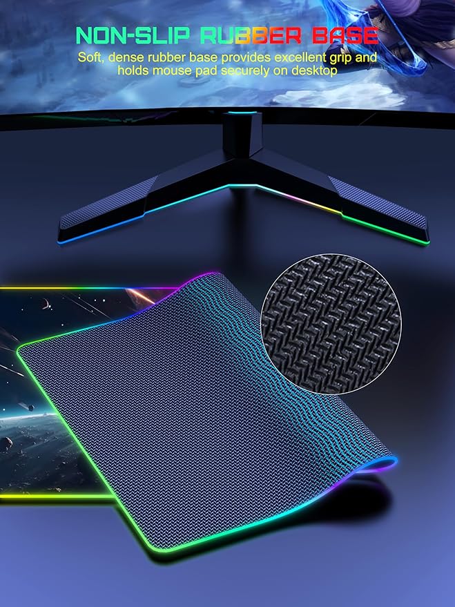 TopMade Wireless Charging Mouse Pad, RGB Gaming Mousepad Home Office Desk Pad, 31.5” x 15.8” Large Desk Mat, Waterproof Keyboard Pad, Cosmic Planet (Includes 20W PD Power Adapter & 6.56ft Woven Cable)