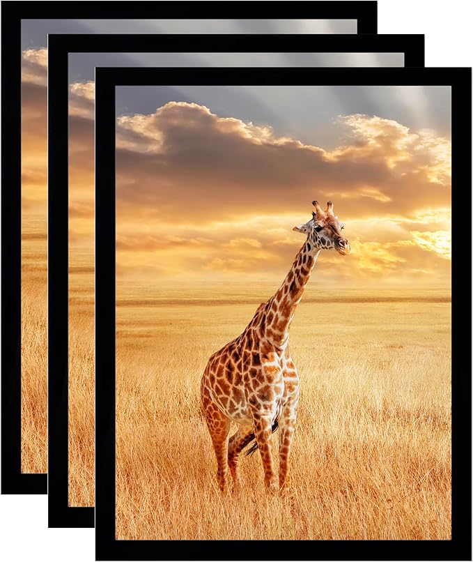 TKYGU 12x15 Picture Frame Black Set of 3,Wooden Frame 12x15 Wall Gallery Poster Photo frame with Durable Shatter Resistant Plexiglass for Wall Mounting Family -friend- wedding best gift