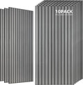 TO-TH Wood-Look Acoustic Wall Panels, 10 Pack 47.2” x 23.6” Sound Panels, Decorative Wood Panels for Wall Sound Dampening Panels for Home, Office, Basement, Gray Oak with Mitered Edges