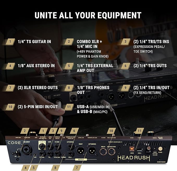 HeadRush Core - Guitar and Vocal Multi Core Effects Amp Modeling Processor with Cloning, Looper, Antares Auto-Tune, Wi-Fi, Touchscreen, and Bluetooth