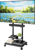 ECOTINY Steel Base Rolling TV Stand with Soundbar Mount for 37-75 inch TVs up to 154lbs, Swivel&Tilt Mobile TV Stand with Large Storage, Height Adjustable Heavy-Duty TV Cart, Max VESA 600x400mm, Black