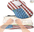 KUOSGM 2-in-1 Ergonomic Set, Wave Rise Keyboard Wrist Rest and Massage Bulge Slope Mouse Pad Wrist Support, Cushion Memory Foam Integrated to Relieve Wrist Pain, American Flag