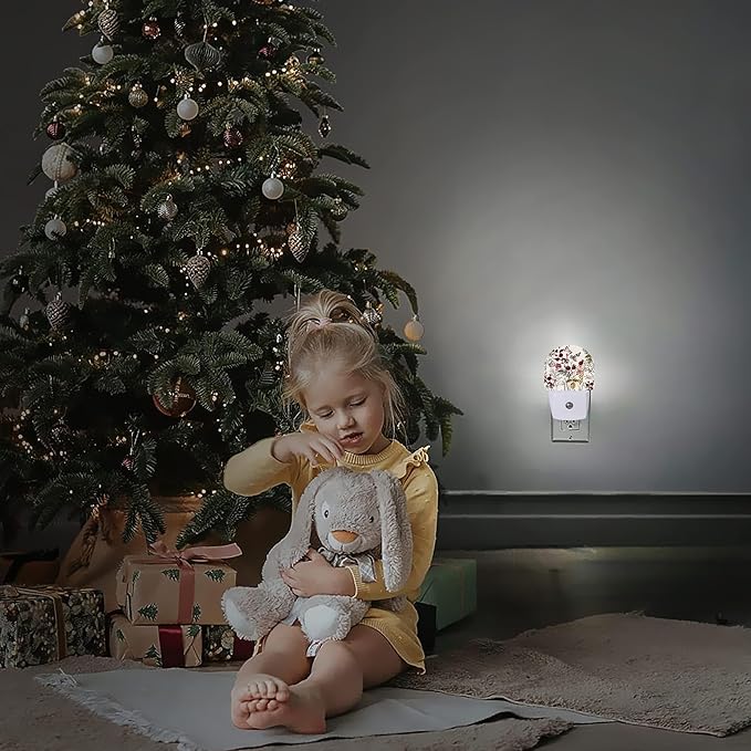 YESPOAK Night Light,Vintage Flower Butterfly Night Lights Plug Into Wall,Dusk to Dawn Sensor for Bedroom,Bathroom and Living Room for Women/Girls Gifts