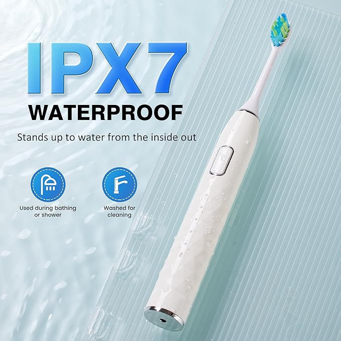 ZUAMEGU Sonic Electric Toothbrush for Adults - Deep Cleaning Teeth Whitening6 Replacement Brush Heads100-Day Battery5 Modes w/SensitiveIPX7 Waterproof (Color Options)