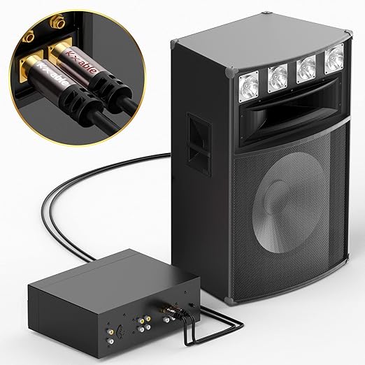 RCA Cable 125FT, 2RCA Male to 2RCA Male Stereo Audio Cable,【Oxygen-Free Copper, Hi-Fi Sound, Double Shielded】2 RCA Car Audio Subwoofer Cord for Home Theater, HDTV, Amplifier, Hi-Fi System, Speaker