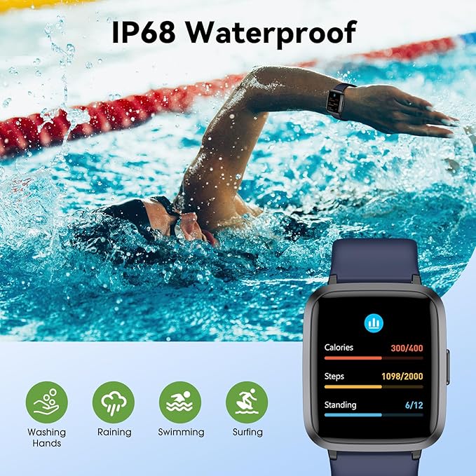 LIVIKEY Fitness Tracker Watch with Heart Rate Monitor, Activity Tracker with Pedometer, Sleep Monitor, Calories & Step Counter, IP68 Waterproof Smart Watches for Women Men Fitness Watch for Sports